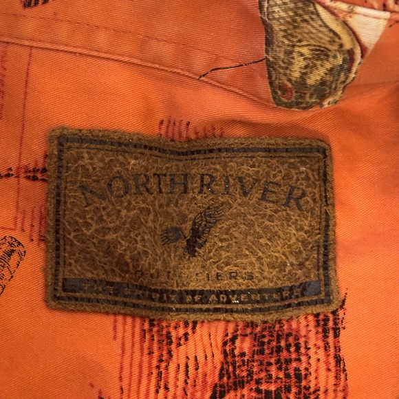 Casual Orange Button Down Shirt with Fish Print - Picture 2 of 8